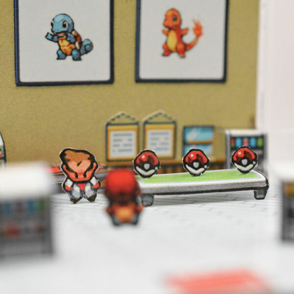 Pokemon Diorama close-up featuring Professor Oak's Lab