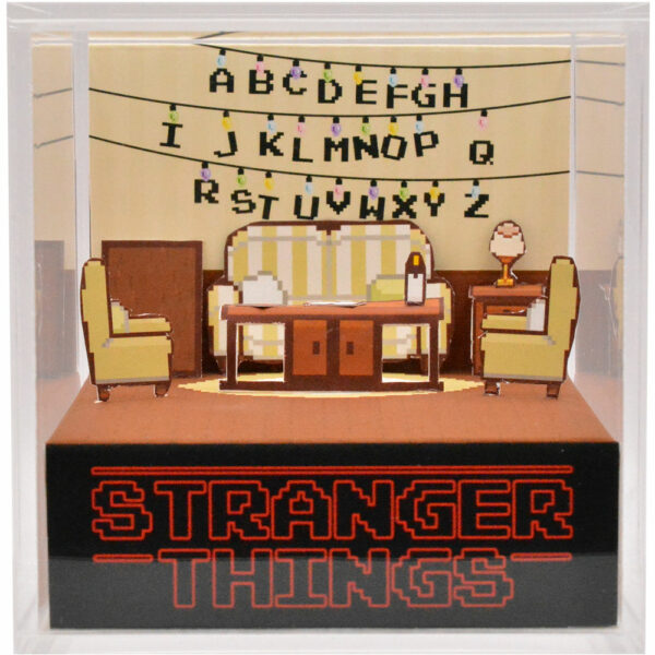 Stranger Things Diorama front view featuring the Christmas lights room scene